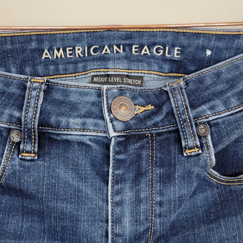 AE 6 American Eagle Skinny Jeans Dark Blue Wash Low Rise Next Level Stretch
